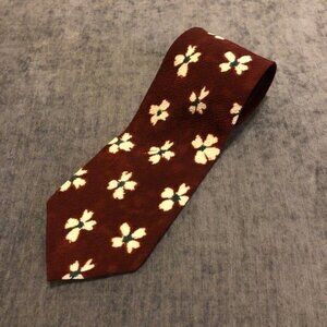 Gap Floral Print Maroon Tie Classic Necktie Retro